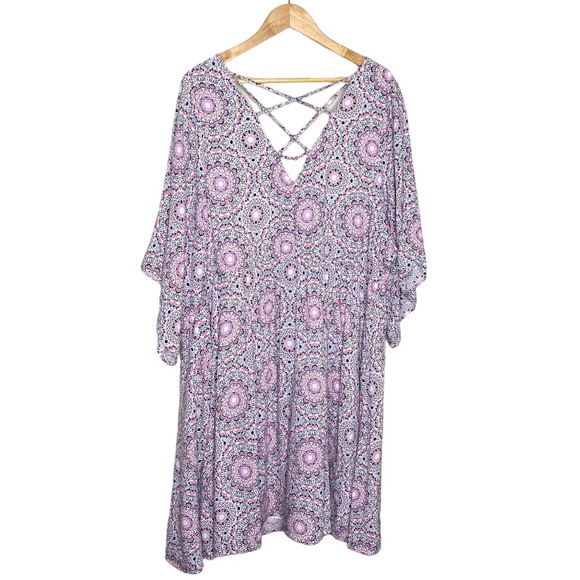 🌟NEW Torrid Ivory Pink Print Challis Strappy Back Skater Dress Plus Size 4X - Picture 10 of 12